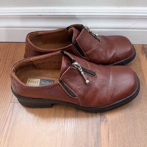 Josef Seibel Women's Brown Leather Slip-On Loafers